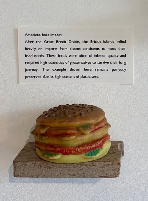 A plastic beef burger with a misidentifying label